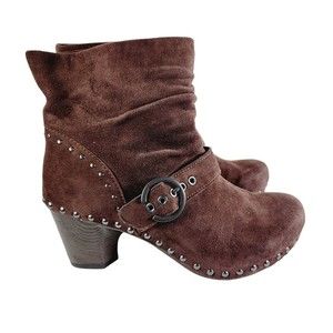 Dansko Nakita Heeled Ankle Boots Brown Suede Leather Women Size 37/6.5-7 Booties